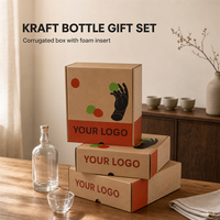 Boîte cadeau en carton ondulé pour vin de prune avec insert en mousse pour bouteille