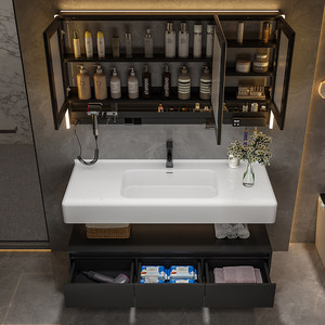 2026 New Modern Minimalist Skin-Touch One-Piece Basin Smart <b>Mirror</b> <b>Wall</b>-Mounted Bathroom Vanity - Product Image 4