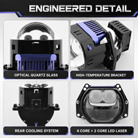 Kit de modernisation de phares de voiture 3 pouces 6000K Bi LED Laser Projecteur 12V 24V Feux de croisement et de route Lentille de phare automobile Rétrofit universel