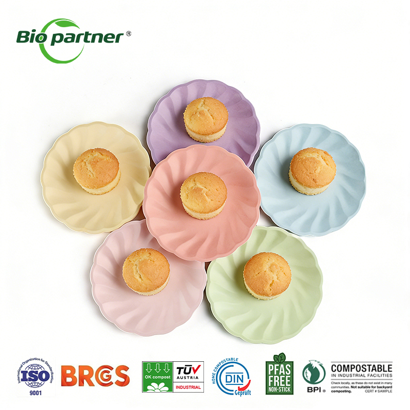 Bio PFAS-Free Compostable Sugarcane Bagasse Dinnerware Disposable Pulp Paper Plate Bowl Cup Tableware