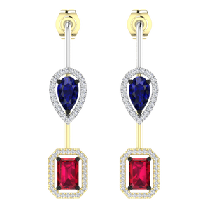 Pendientes de Plata de Ley 925 con Baño de Rodio y Circonita Cúbica Azul en Forma de Pera, Diseño Halo, para Mujer, Ideales para Bodas, Fiestas o Regalos - Product Image 1