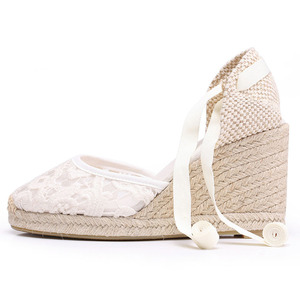 Nicecin allacciatura scarpe retrò per scarpe da donna in cotone con tacchi rialzati sandali in pizzo con zeppa creativa scarpe da ginnastica da donna espadrillas - Product Image 3