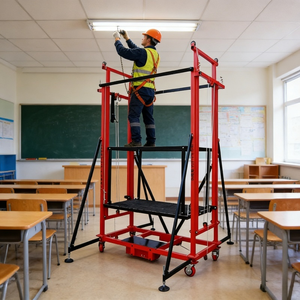 Échafaudage mobile professionnel en fer pour travaux et usage domestique, avec système de levage suspendu, en promotion - Product Image 5