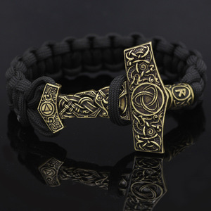 Bracelet Viking Tete Loup Homme Alliage Chaine Mythologie Nordique Bijoux Bronze Antique Jonc Ajustable Vente En Gros Cadeau - Product Image 3