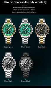 Orologio da <span class=keywords><strong>Uomo</strong></span> VA VA VOOM 2761 Multifunzionale alla Moda con Quadrante Verde Oro in Acciaio Inossidabile 3Bar - Product Image 6