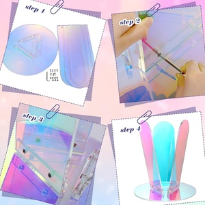 Yageli Modern Convertible Colorful Transparent Acrylic <b>Plastic</b> Round <b>Table</b> for Living Room Furniture Display - Product Image 4