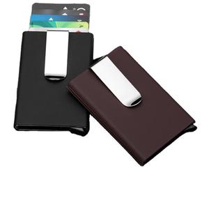 Karbon Fiber para klip ince iş kredi kartı kılıfı ile lüks Minimalist nubuk PU deri <span class=keywords><strong>Pop</strong></span>-<span class=keywords><strong>up</strong></span> kart tutucu - Product Image 4