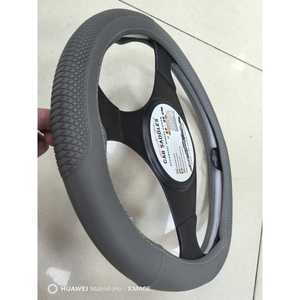 Housse de volant de voiture 39 cm grise avec surpiqûres pour utilisation automobile - Product Image 1