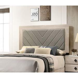 DB Contemporary Cream <b>Queen</b> Size Bed Gray V-Design <b>Headboard</b> Storage Bedframe Contemporary Bedroom Furniture Rubberwood 1pc - Product Image 3