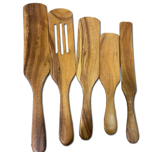 Wood Spatula Set 5 Pieces Natural Wooden Utensils For Cooking Kitchen Tools - Product Image 1