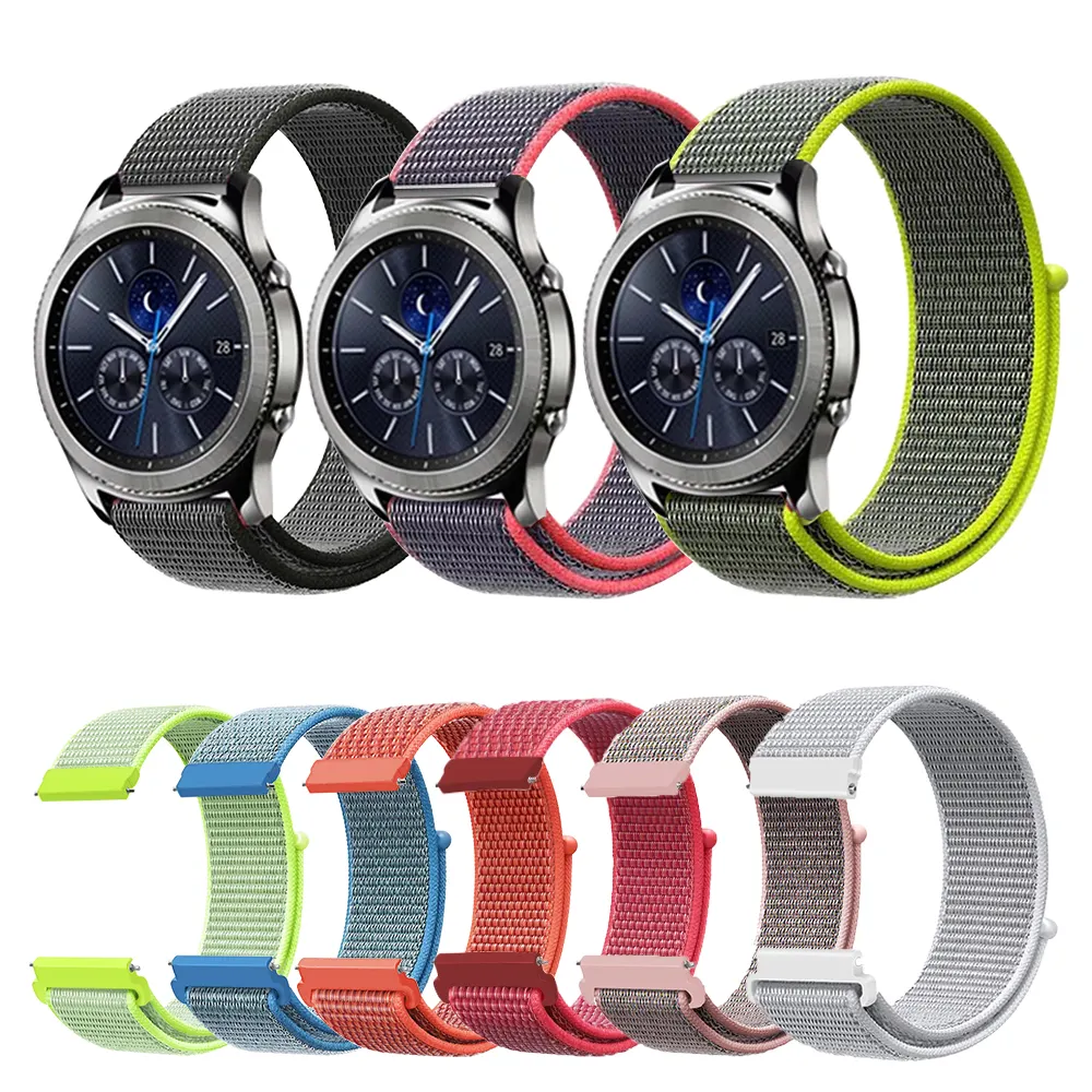 RYB 52 สีผ้าไนลอนสําหรับSamsungนาฬิกาเกียร์S3 Active 2,กีฬาสายรัดสําหรับSamsung Galaxy Watch 3 4 5 Pro