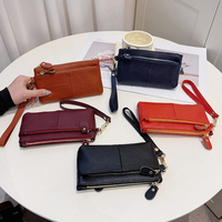 Tas Clutch Kulit untuk Wanita Dompet Ritsleting Panjang Dompet Kulit Sapi Asli Tempat Kartu Tas Ponsel Fashion Sederhana