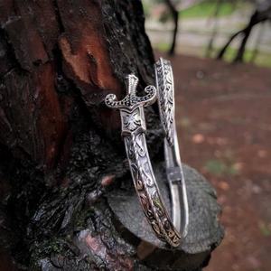 Men's Unique Sword-shape Adjustable Fine Jewelry <b>Bracelets</b> Custom Wholesale Jewelry <b>Bangles</b> <b>Silver</b> 925 Punk Charm <b>Bracelets</b> - Product Image 3