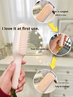 Brosse à cheveux rétractable BLISSLIFE avec coussin d'air 3D démêlant, auto-nettoyante et massante pour femmes aux cheveux bouclés, raides et épais