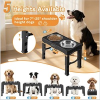 Özelleştirilebilir Katlanabilir Yüksek Köpek Mama Kapları, 5 Yükseklik Ayarlı (10-34 cm) Yükseltilmiş Köpek Mama Kabı Standı, Orta ve Büyük Boy Köpekler için