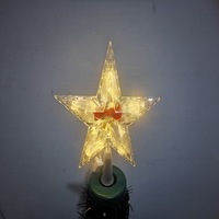 LED Weihnachts baum Topper 20cm Doppels chicht Fünf-Punkt-Stern mit Glocke und Schneemann Design PVC Weihnachts dekoration