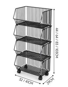 Paniers de rangement rotatifs support empilable panier en métal organisateur de cuisine étagère de rangement Cube fruits légumes organisateur chariot chariot - Product Image 2