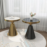 Table basse ronde simple moderne de luxe avec dessus en marbre Table d'appoint en acier de haute qualité pour meubles de salon à manger