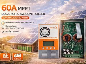 <span class=keywords><strong>Camping</strong></span> 12v/24v/36v/48v Régulateur de charge <span class=keywords><strong>solaire</strong></span> voiture 60A MPPT 60A Système <span class=keywords><strong>solaire</strong></span> Contrôleur de chargeur <span class=keywords><strong>solaire</strong></span> - Product Image 1