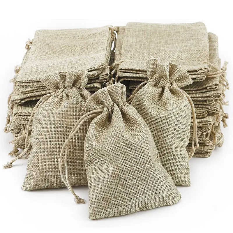 7x9cm 8x10cm 9x12cm Jute Sack Gunny Pouch Jute Drawstring Bag Hemp Sack