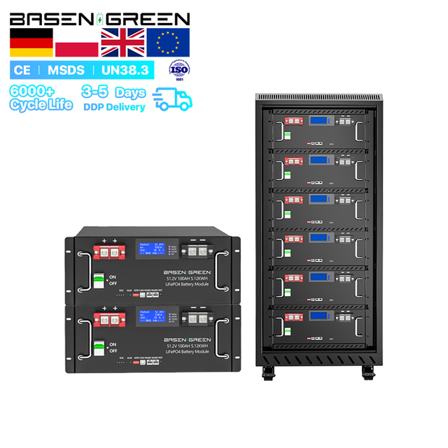 BASEN Rack Type Battery Lifepo4 Battery 48v 100ah 200ah 300ah Lithium Ion Batteries 51.2v 5kwh 10kwh 15kwh Solar Energy Storage