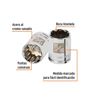 บ็อกซ์ 6 ชิ้น ขนาด 11/16 นิ้ว หัวบล็อก 12 จุด ขับเคลื่อน 3/8 นิ้ว ยี่ห้อ TRUPER - Product Image 2