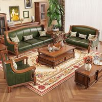 Nouveau canapé en cuir huilé et bois massif de style rétro américain, ensemble de canapés modulables en éponge, style moderne et épuré, quatre places pour salon