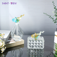 Coffret cadeau fantaisie Ramadan boîte en cristal sculpté avec bocaux en verre au chocolat au motif de fleurs gravées pour bol de stockage de sucre