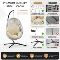 Fauteuil suspendu de qualité commerciale avec support, chaise œuf en osier robuste, mobilier de salon d'extérieur toutes saisons pour complexe hôtelier