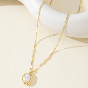 Imitation Pearl Pendant Necklace for Women Elegant Romantic Irregular Semi Baroque Design <b>Big</b> Pearl Beads Collar Wedding Jewelry - Product Image 2