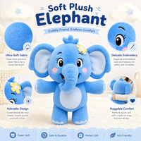 Peluche de Elefante Azul de Dibujos Animados, Diseño Personalizado, Precio de Fábrica, Juguete de Peluche de Algodón, Muñeco de Animal para Niños, Fabricante
