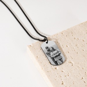 Collana con Ciondolo Personalizzato in Acciaio Inossidabile Placcato Oro 18K con Incisione di Foto <span class=keywords><strong>e</strong></span> Testo - Regalo per Donne - Product Image 4