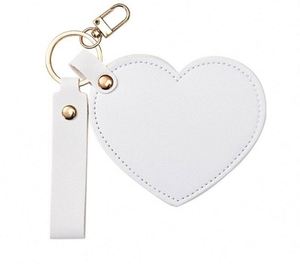 Stainless Steel Mini <b>Purse</b> With Pu Leather Cover Heart-Shaped Pocket <b>Cute</b> Small Travel Makeup Portable Mirror Gift - Product Image 3
