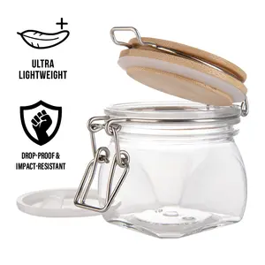 Portable Leakproof Kitchen Storage Containers 220ml Ultra Light Plastic PET Cookies Jar With Rubber Seal Hinged Lids