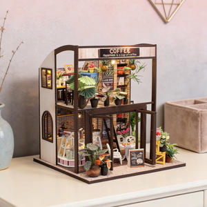 <span class=keywords><strong>Maison</strong></span> miniature en bois à assembler soi-même, modèle artisanal créatif, <span class=keywords><strong>maison</strong></span> de café en bois, accessoires pour filles - Product Image 1