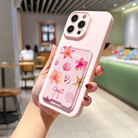 Ensemble de 2 pièces, Étui de téléphone portable avec porte-cartes adhésif, Coque arrière pour femmes pour iPhone 16 15 17 Air 18 Pro Max
