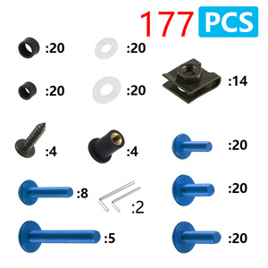 177 pièces ensemble en alliage d'aluminium M6 M5 Kit de boulons de carénage <span class=keywords><strong>vis</strong></span> de carrosserie écrou pour système de mesure métrique de moto - Product Image 2