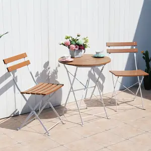 야외 가구 PS 나무 접이식 야외 식탁 알루미늄 작은 테이블과 의자 레저 피크닉 플라스틱 의자
