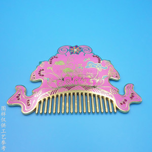 Enamel Metal Hair <b>Comb</b> Gold <b>Wide</b> Tooth Floral Design For Home Use Cultural Creative Gift - Product Image 1