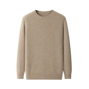 GUOOU-suéter de cachemira pura para hombre, camisa gruesa de cuello redondo, top cálido de otoño e invierno, jacquard