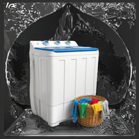 Lave-linge portable semi-automatique à double cuve avec boîtier en plastique, pompe de vidange compacte et silencieuse pour la maison et le camping