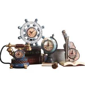 Creative Retro Musical Instrument Clock Model Resin Crafts New European-style Birthday Gift Ornament