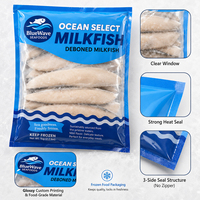 Sacs sous vide en nylon imprimés sur mesure pour poissons congelés et fruits de mer, pochette plate thermoscellée à 3 côtés pour l'emballage du poisson