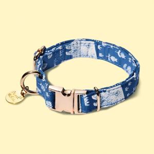Collar de Perro de Algodón de Lujo, Tamaño Pequeño, con Estampado de Animales, Moderno, Cómodo, Personalizado, Elegante, con Cierre de Hebilla Ajustable - Product Image 1