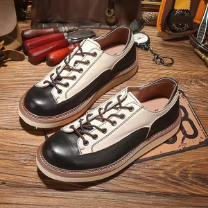 Chaussures habillées en cuir véritable pour hommes DSYX, style rétro brodé, à lacets, design de luxe pour affaires, imperméables, respirantes, avec soutien de la voûte plantaire, toutes tailles - Product Image 1