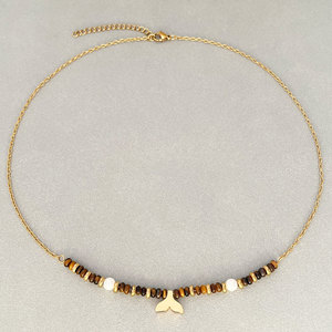 Collar de Moda Retro al por Mayor, <span class=keywords><strong>Cadena</strong></span> para Clavícula, Ojo de Tigre, Personalizado, Grueso, Estilo Dubái, Cuentas Redondas, Colgante de Moda - Product Image 4