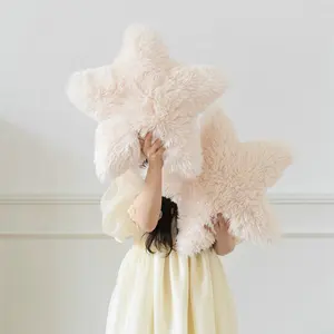 INS新款热销粉色毛绒毛绒星形玩具家居装饰枕头