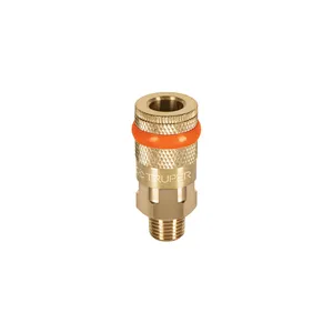 Acoplador de Liberación Rápida de Latón Truper COPLE-MA-1/4 con Rosca NPT de 1/4\" para Conexiones Enchufables en Construcción de Aleación de Zinc - Product Image 1