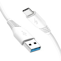 Kabel USB Standar Micro-USB dengan Pengisian Cepat 3A, Bahan TPE, Konduktor Tembaga Murni, Konektor Tipe-C, Kecepatan Pengisian Cepat