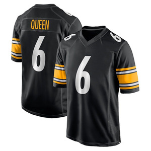 Jersey Sepak Bola Amerika Lengan Pendek Tim Pittsburgh Putih Hitam Nama Pemain Nomor Kustom Dapat Bernapas Cepat Kering - Product Image 5